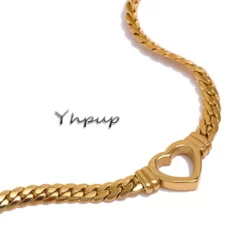 Yhpup-Heart-Chain-Necklace-Stainless-Steel-for-Women-Fashion-Metal-Texture-Flat-Collar-Waterproof-Necklace-Girlfriend.webp