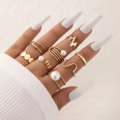 Elegant-Pearl-Stone-Wave-Joint-Ring-Sets-Charms-Geometry-Gold-Color-Alloy-Metal-Jewelry-8pcs-K-1.webp